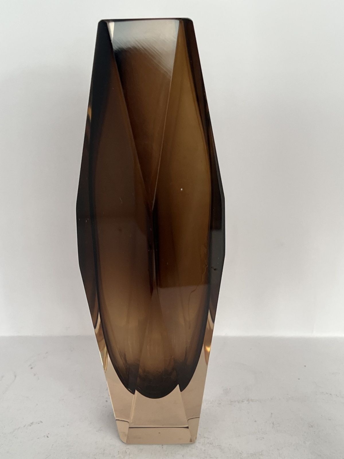 Murano Faceted Brown Glass Vase (22cm X 9cm), 1960’s photo 612.0