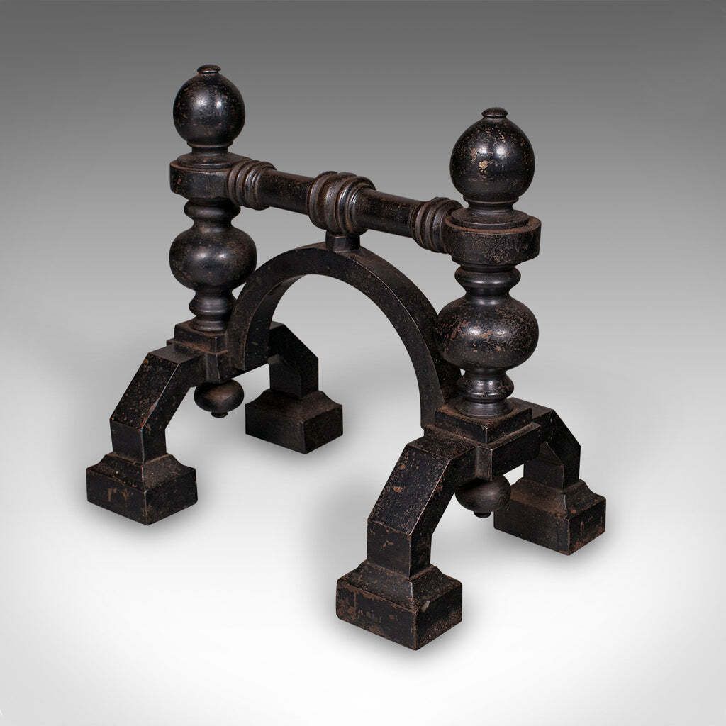 Pair Of Antique Fireside Tool Rests English Cast Iron Hearth Stand Victorian photo 2591.0