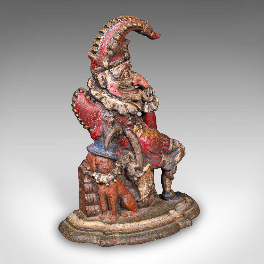 Antique Mr Punch Doorstop English Painted Figure Door Keeper Victorian 1880