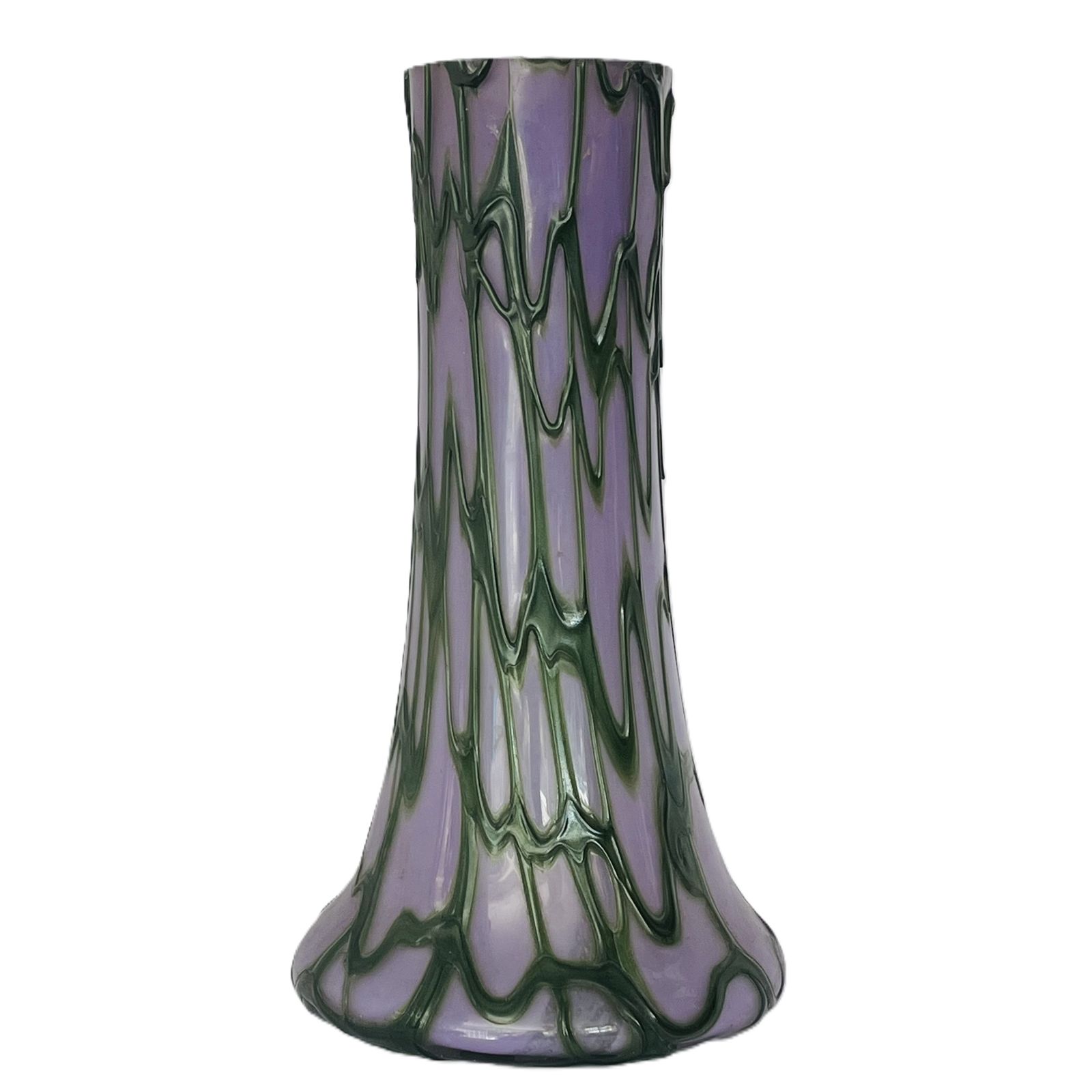 Hand Blown Art Glass Style Vase – Lavender & Forest Veil 1950’s