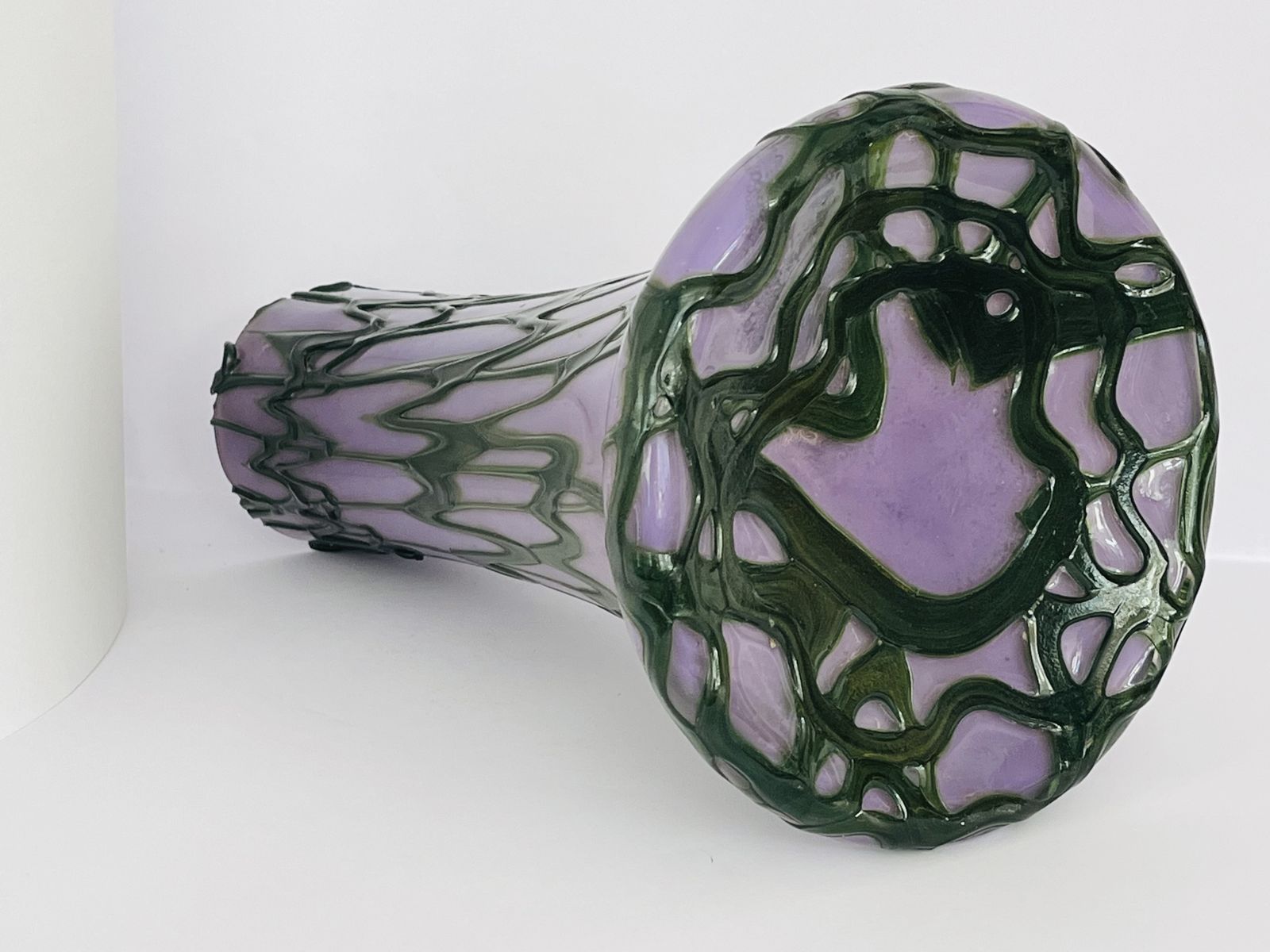Hand Blown Art Glass Style Vase – Lavender & Forest Veil 1950’s photo furniture