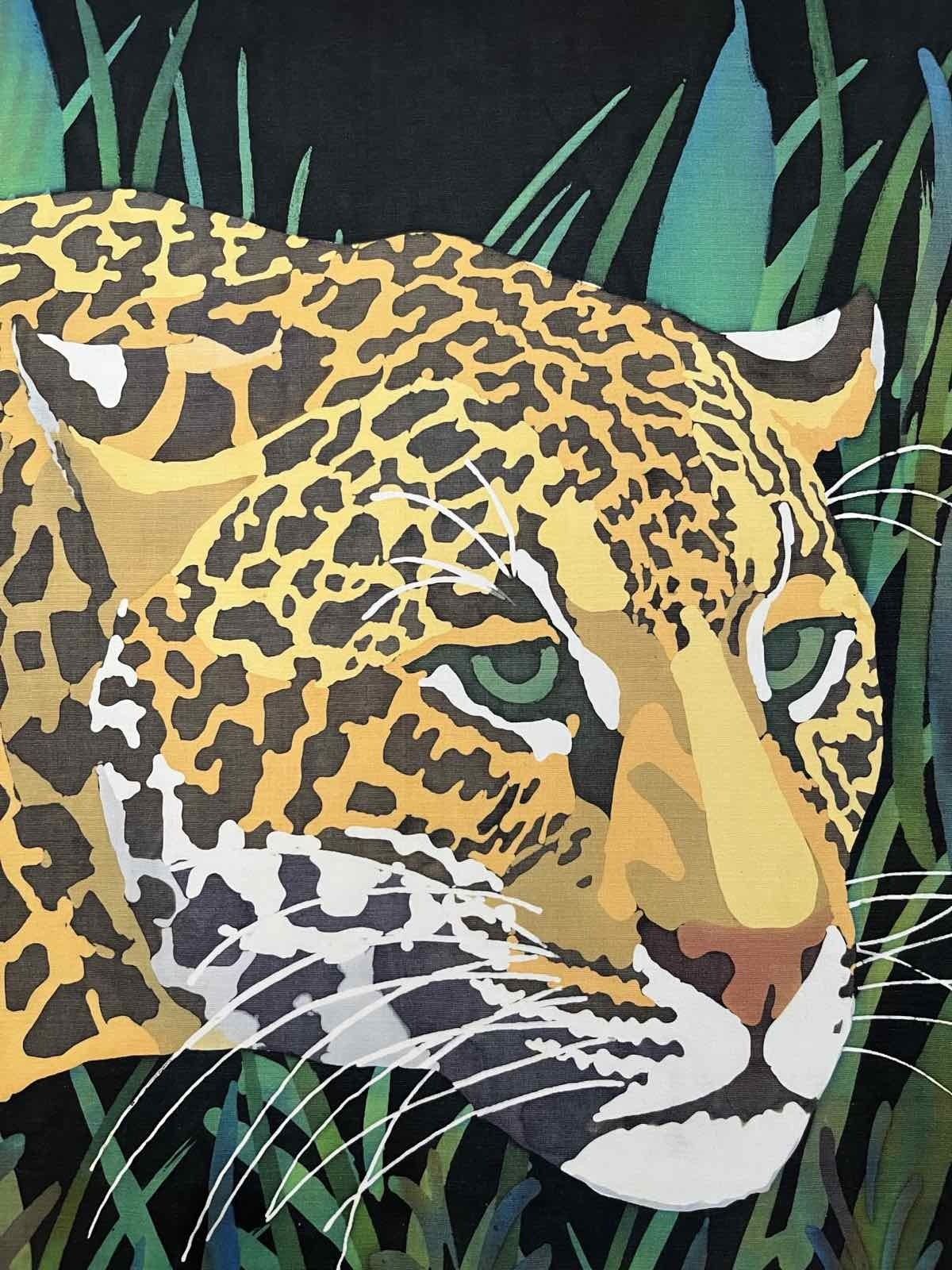 Anthi Hadjinikolaou, Leopard, Painting On Silk, 1995 photo for sale
