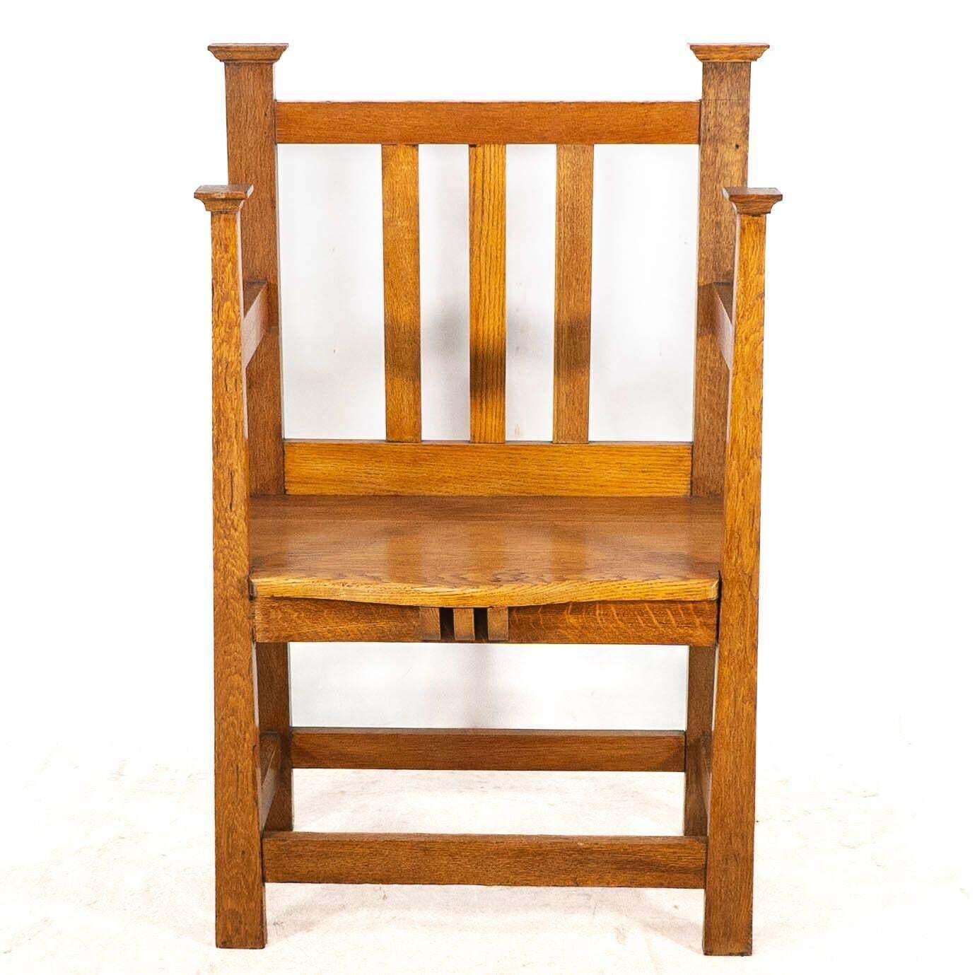 An Arts And Crafts Hall Seat In The Glasgow Style With Extended Capped Tops photo furniture