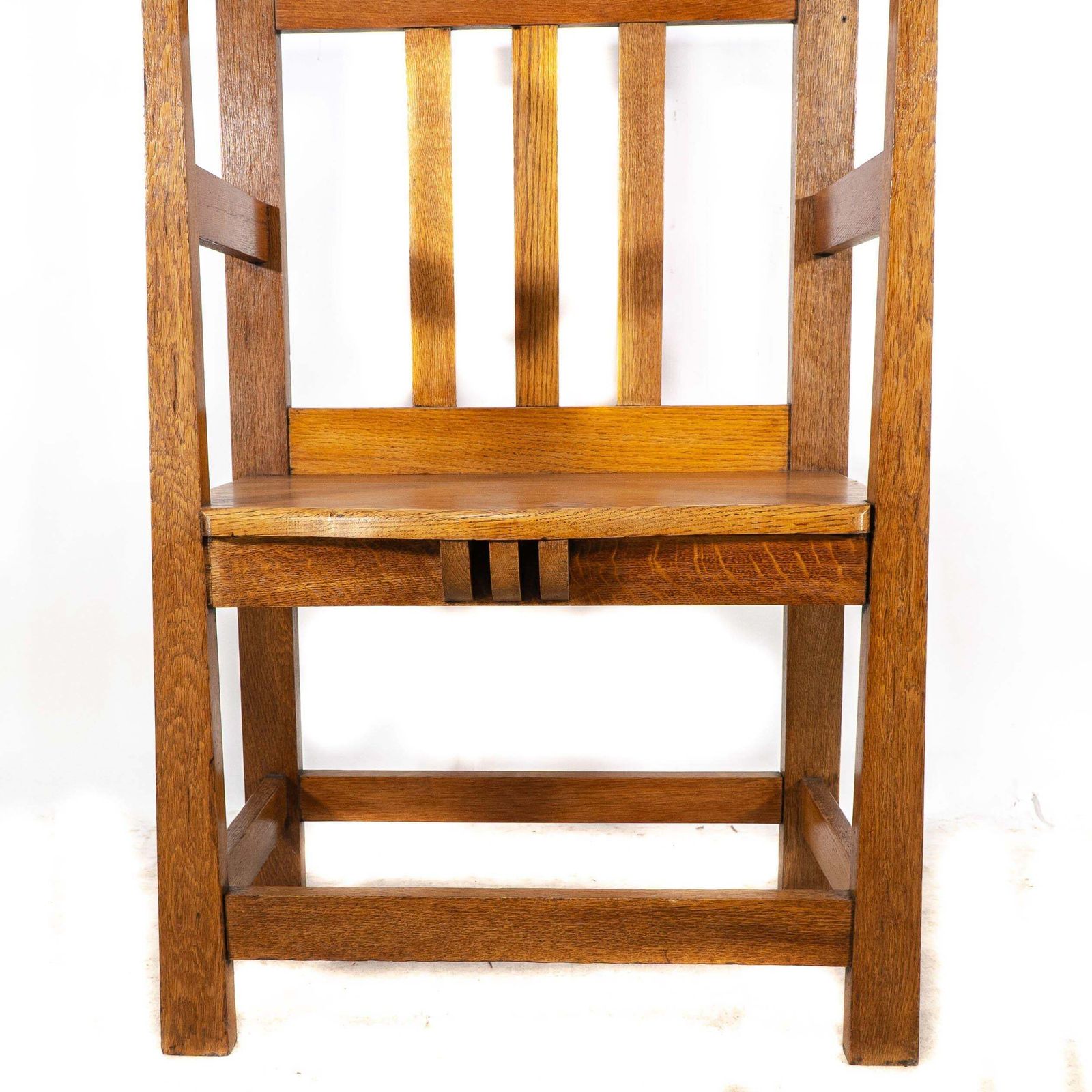 photo for sale An Arts And Crafts Hall Seat In The Glasgow Style With Extended Capped Tops