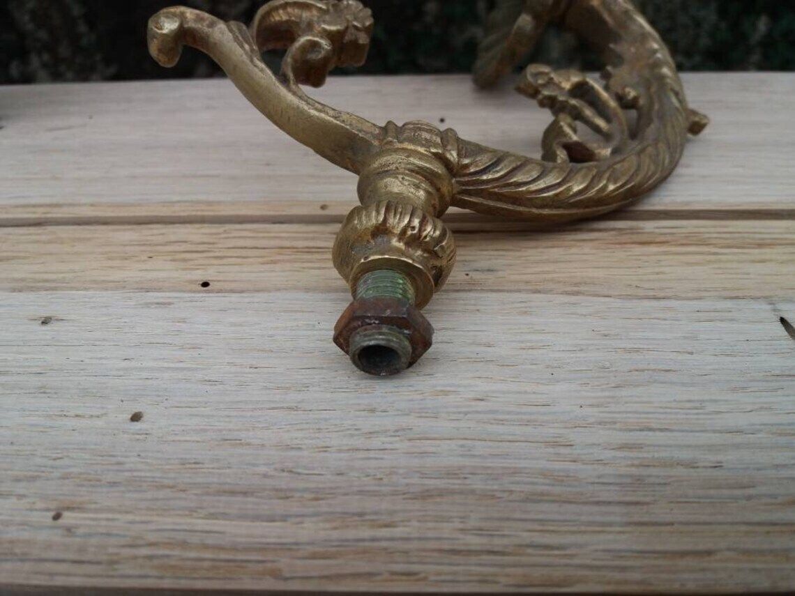 Antique French Bronze Candle Sconces: Floral Empire Lighting Pair photo Home Decor