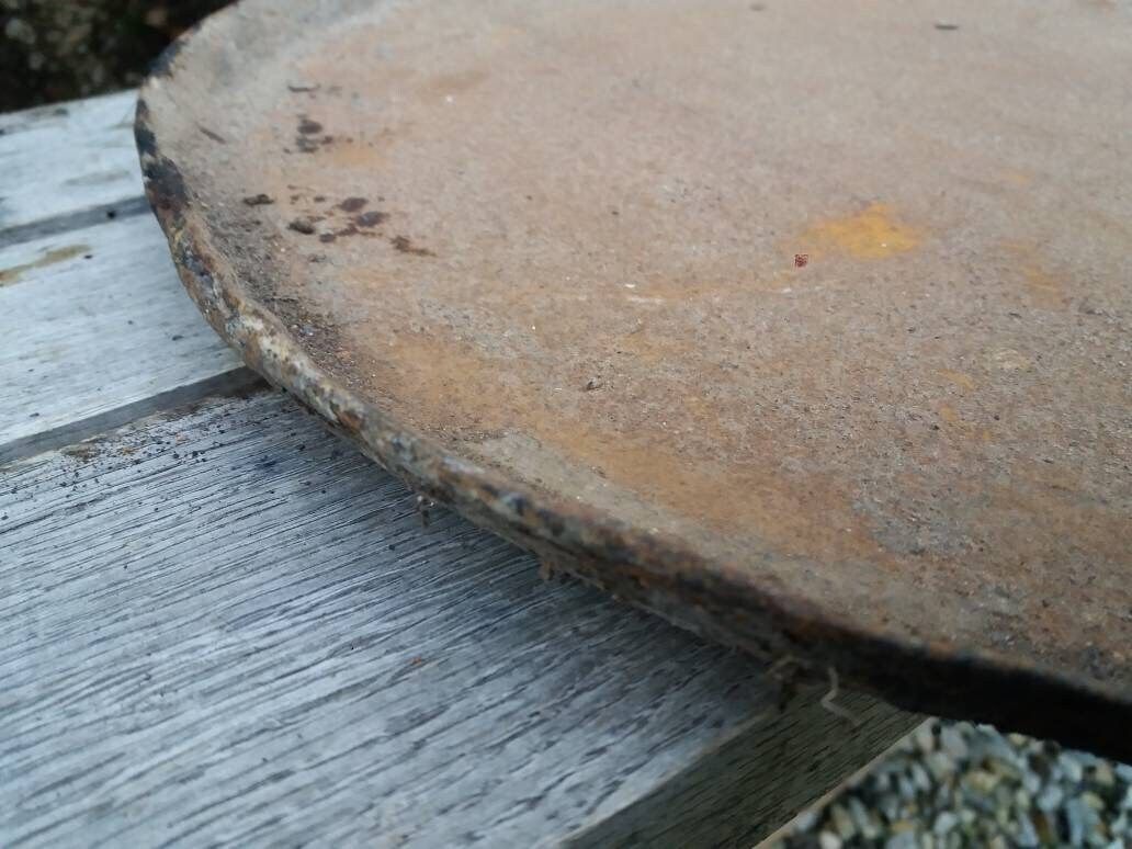 photo vinterior Large Antique Iron Frying Pan: Hand Forged Open Fire Skillet