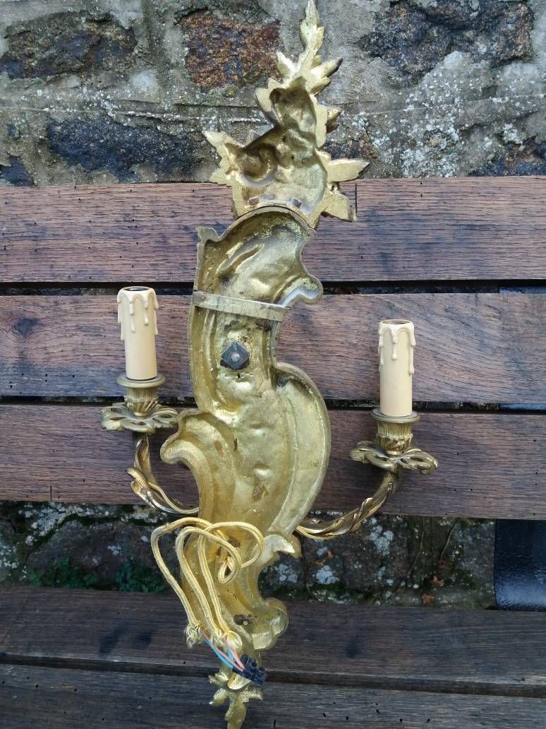 Antique Bronze Ormolu Wall Sconces: French Chateau Lighting Pair photo vinterior