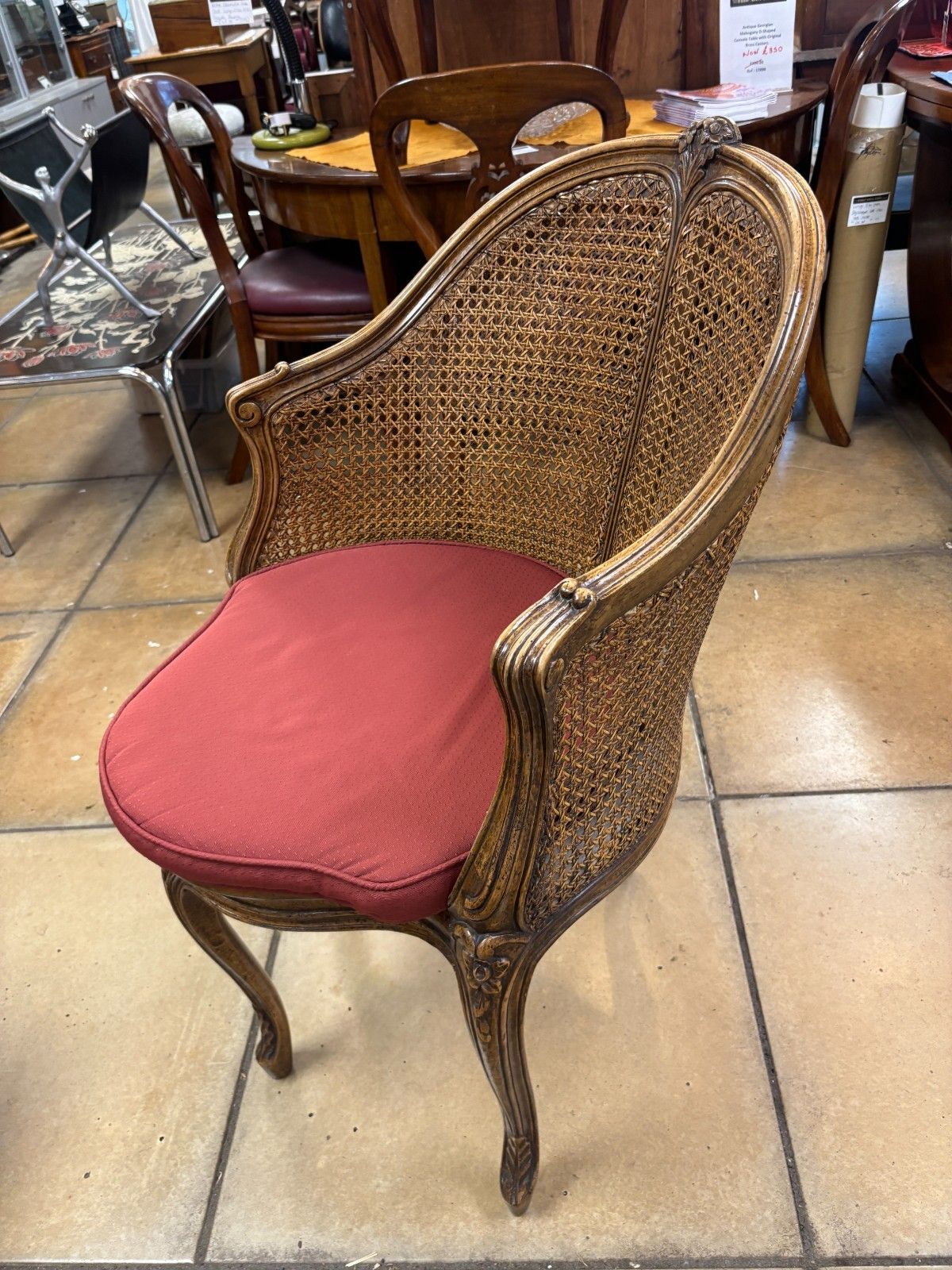 Antique French 19th Century Walnut & Cane Carved Corner Chair photo vintage