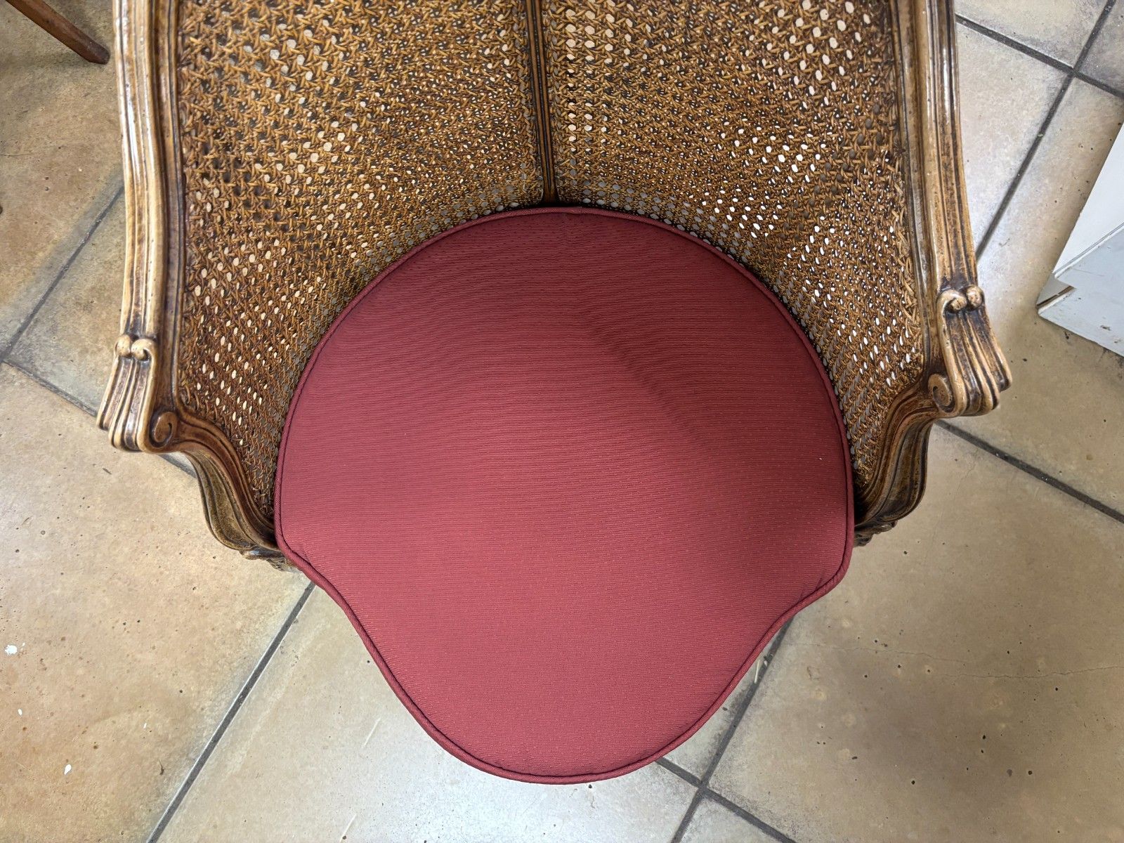 395.0 Antique French 19th Century Walnut & Cane Carved Corner Chair photo