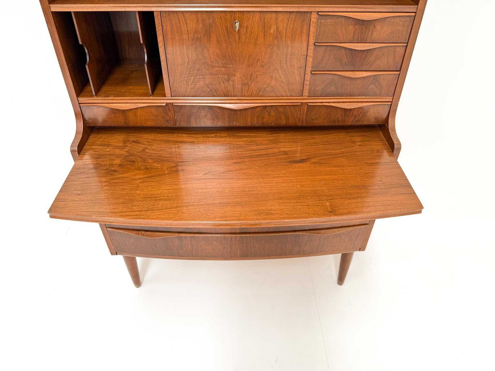 Erling Torvits Walnut Secretary Desk With Wave Front, Denmark, 1960s photo 1733.0