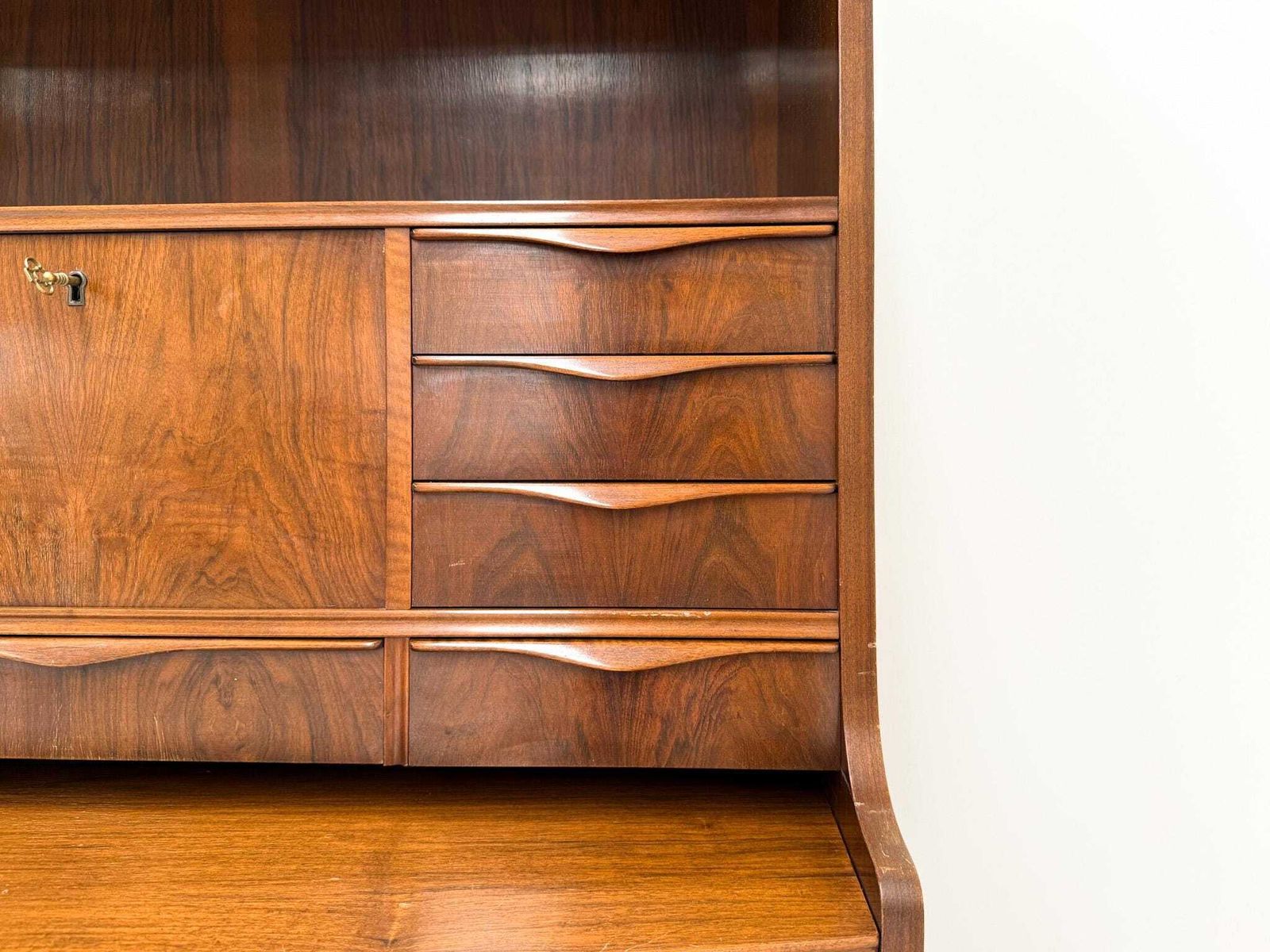 Erling Torvits Walnut Secretary Desk With Wave Front, Denmark, 1960s photo vintage