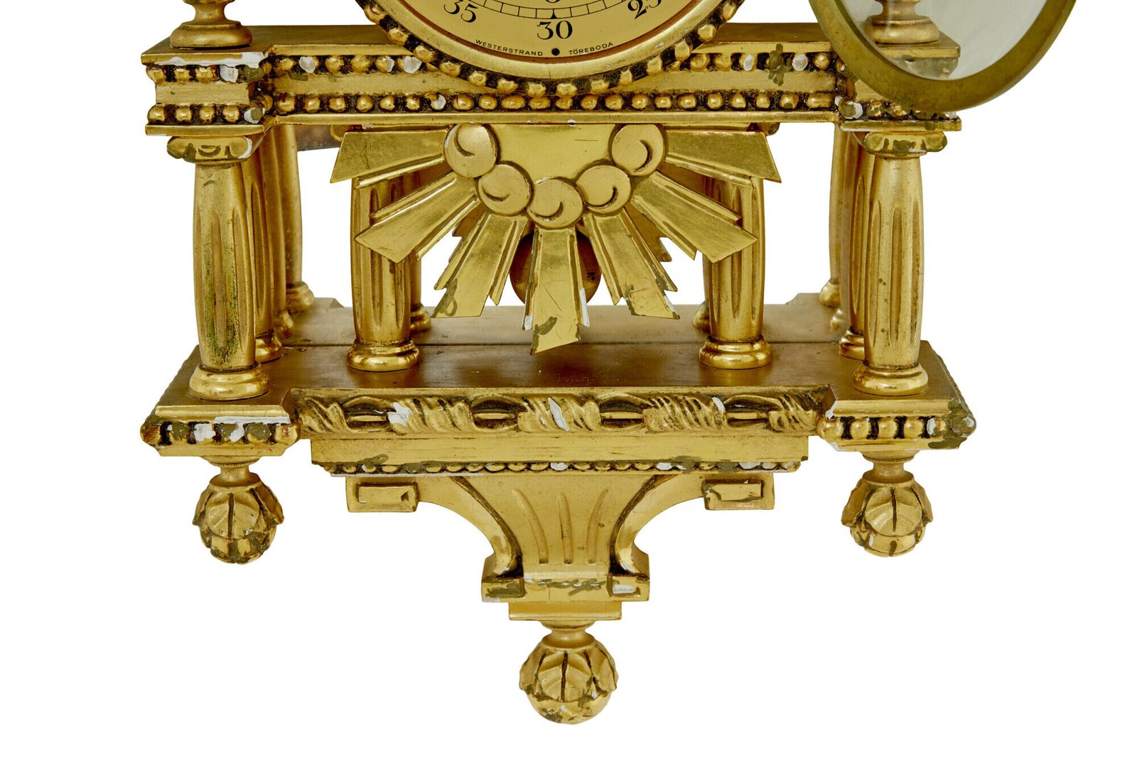 Swedish Rococo Revival Gilt Wall Clock By Westerstrand photo for sale