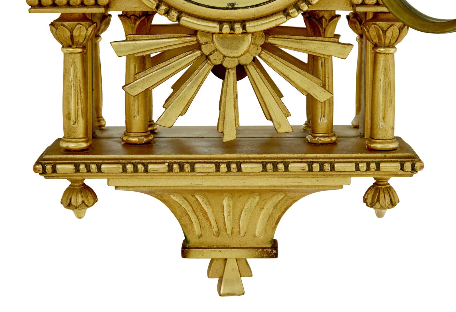 20th Century Swedish Gilt Carved Wood Wall Clock photo for sale