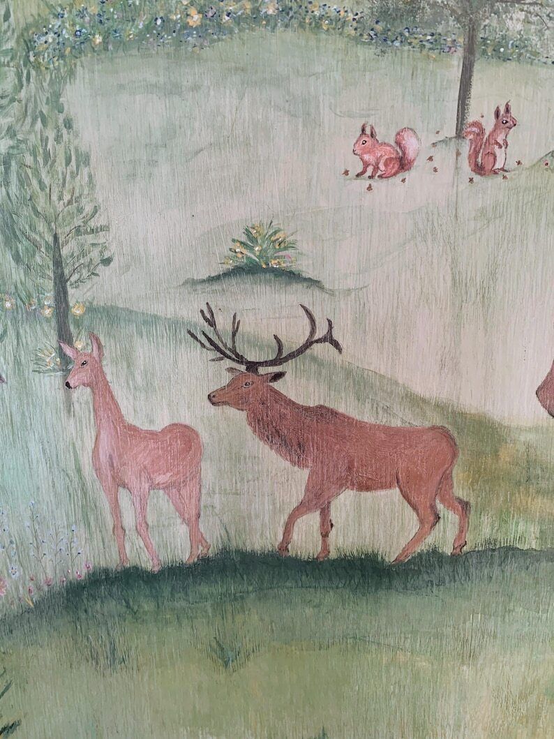 Handpainted Children's Nursery Woodland Animal Wildlife Tallboy Storage With Drawers photo buy