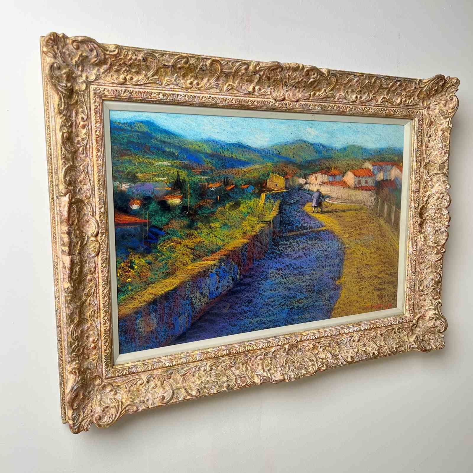 'Entrance To Ceret' A Pastel By John Mackie (Scottish Born 1953) photo vinterior