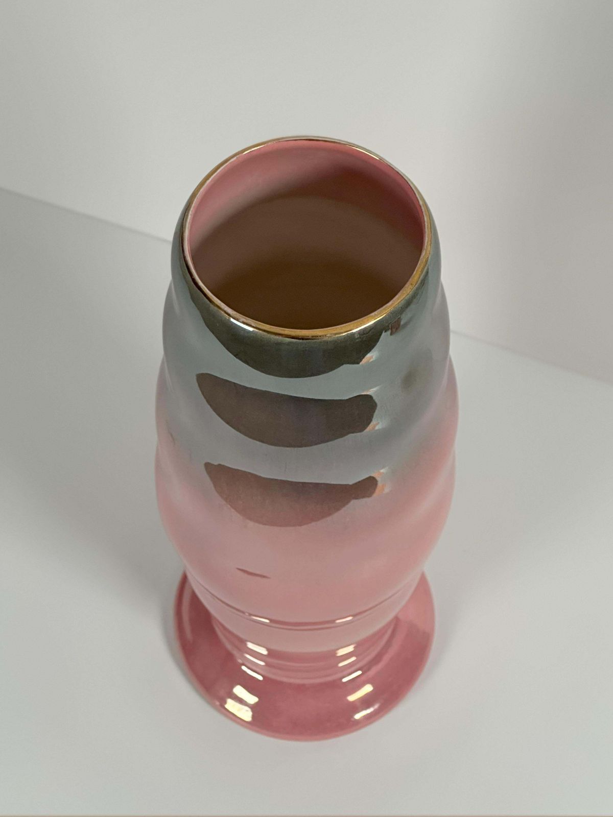 photo for sale Pink Art Deco Lustre Ware Vase By Maling, England, 1930s