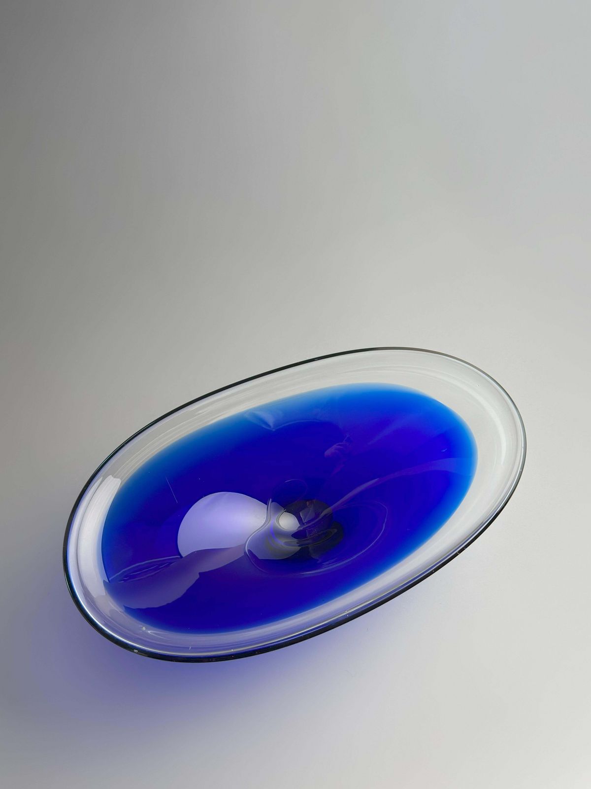 Cobalt Blue Mid Century Swedish Glass Centrepiece Bowl, 1960s photo Home Decor