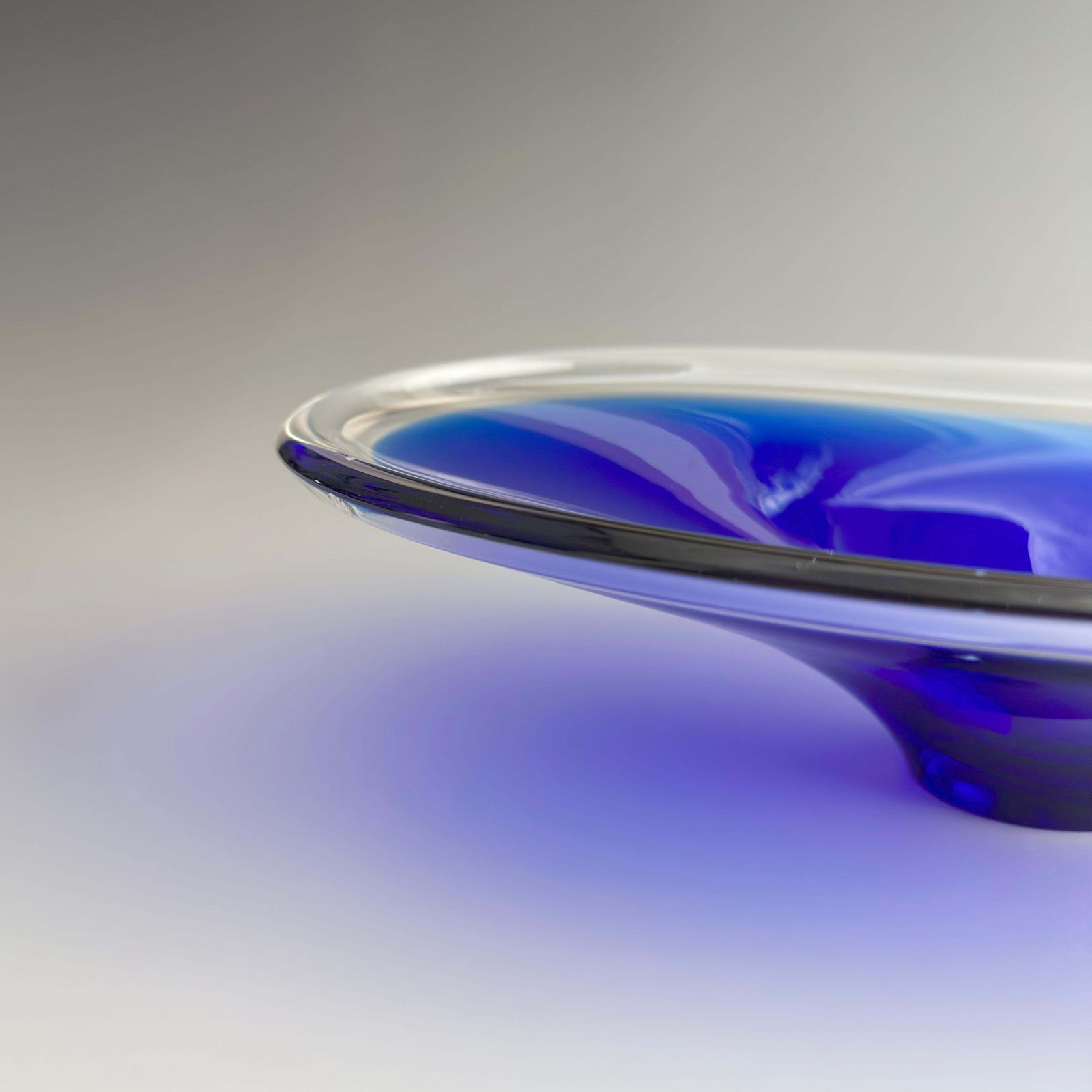 Cobalt Blue Mid Century Swedish Glass Centrepiece Bowl, 1960s photo vintage