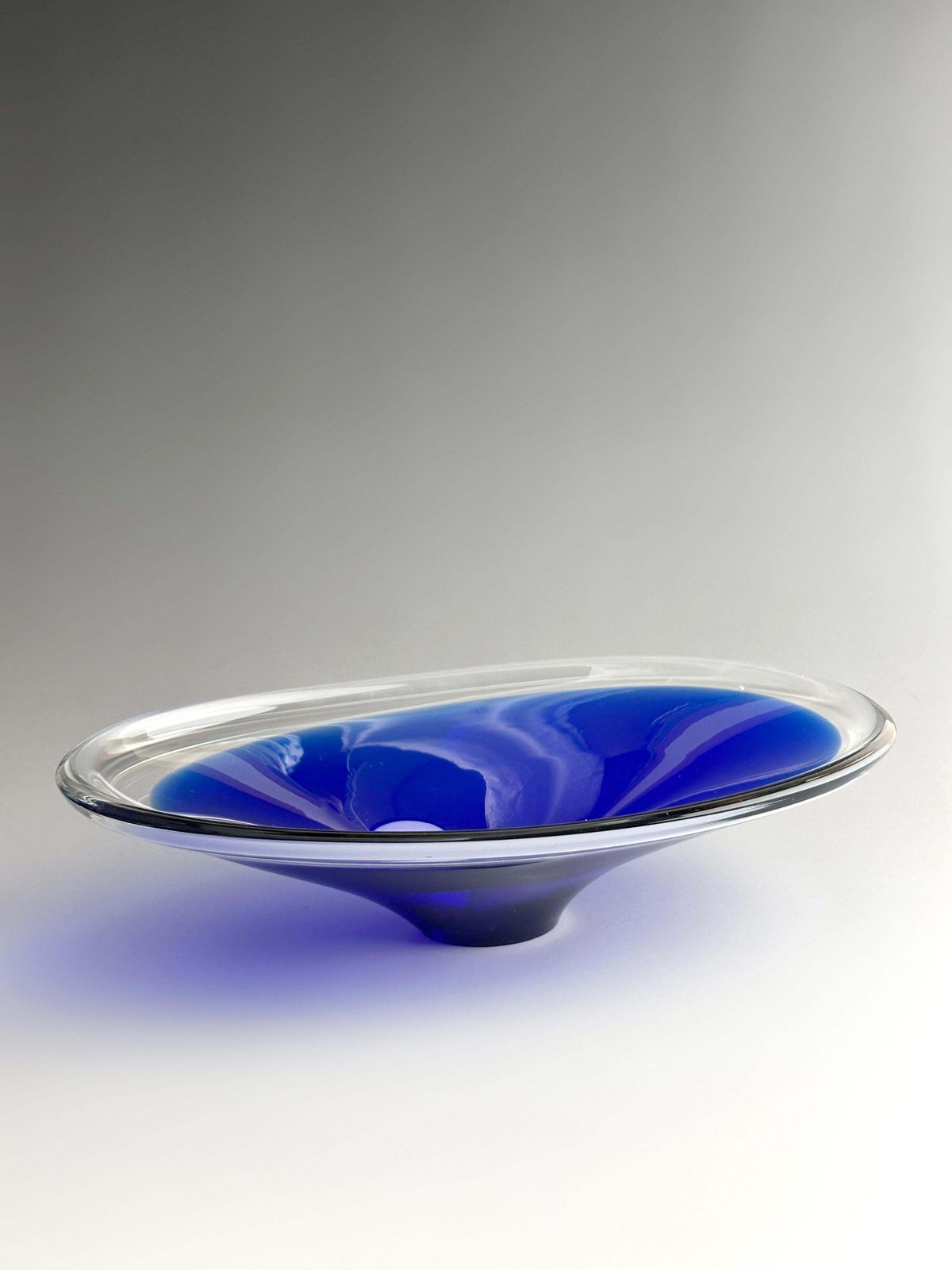 photo furniture Cobalt Blue Mid Century Swedish Glass Centrepiece Bowl, 1960s
