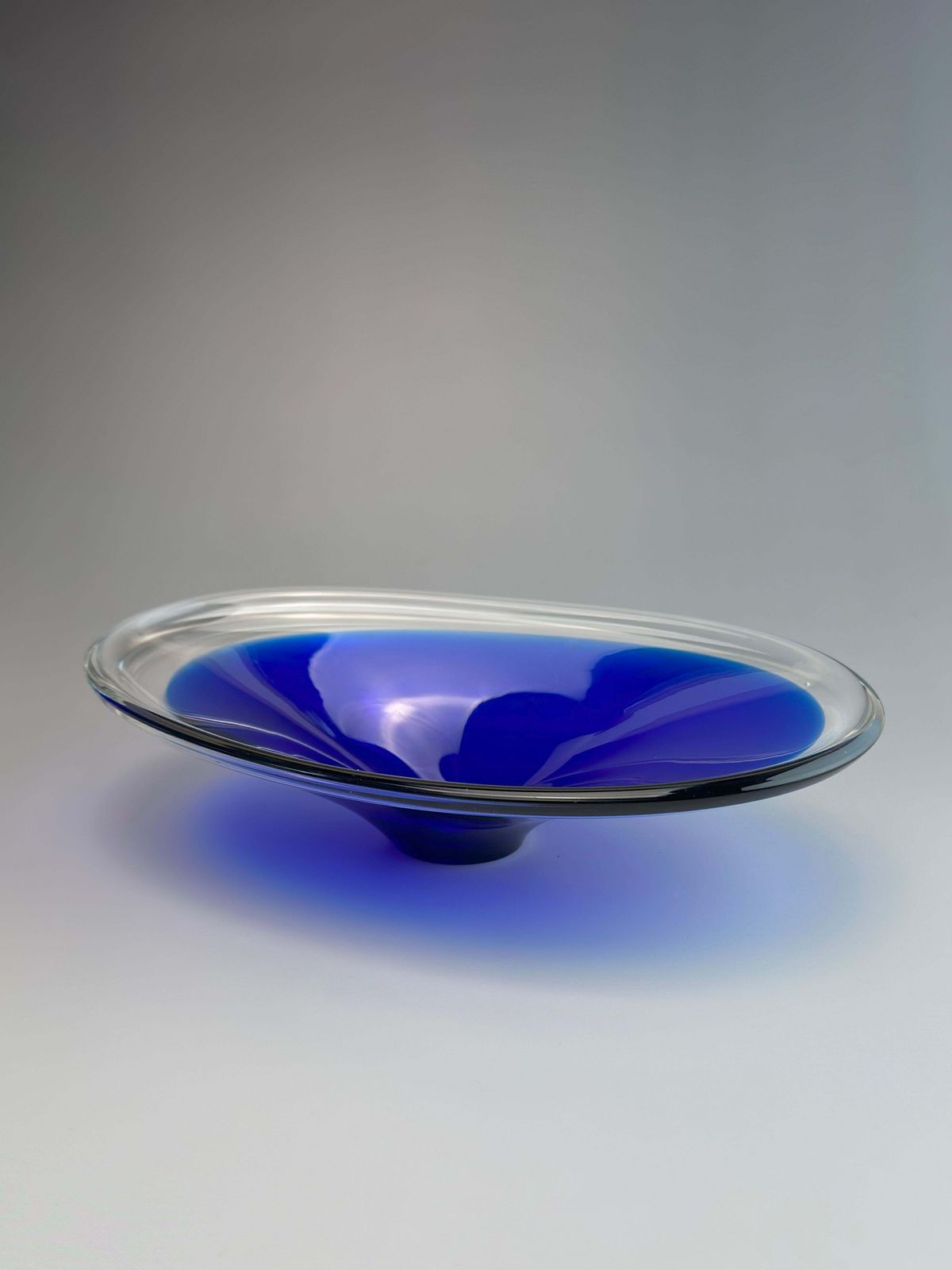 photo for sale Cobalt Blue Mid Century Swedish Glass Centrepiece Bowl, 1960s