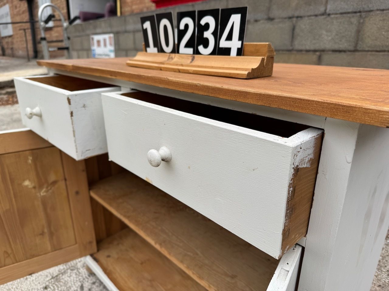 An Old Pine Dresser Base/Sideboard   Painted Currently But Can Be Stripped Etc photo vinterior