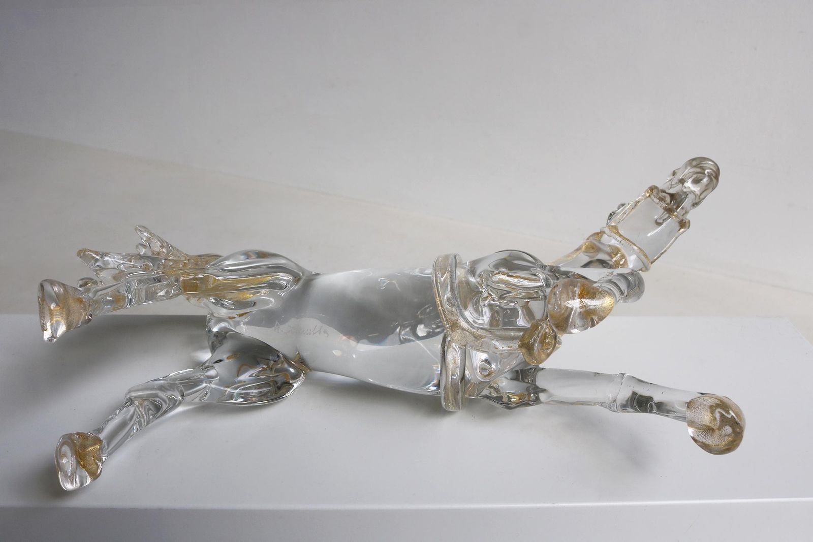 Murano Glass Horse Sculpture With 24k Gold | Arnaldo Zanella | Vintage Italian Art Glass | Mid Century Galloping Horse photo buy