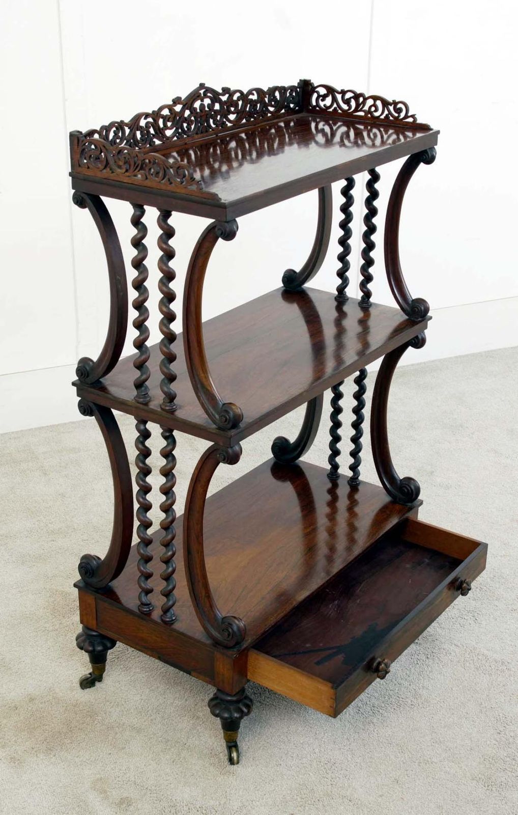 Victorian Whatnot Bookcase Mahogany Barley Twist Etagere 1880 photo for sale