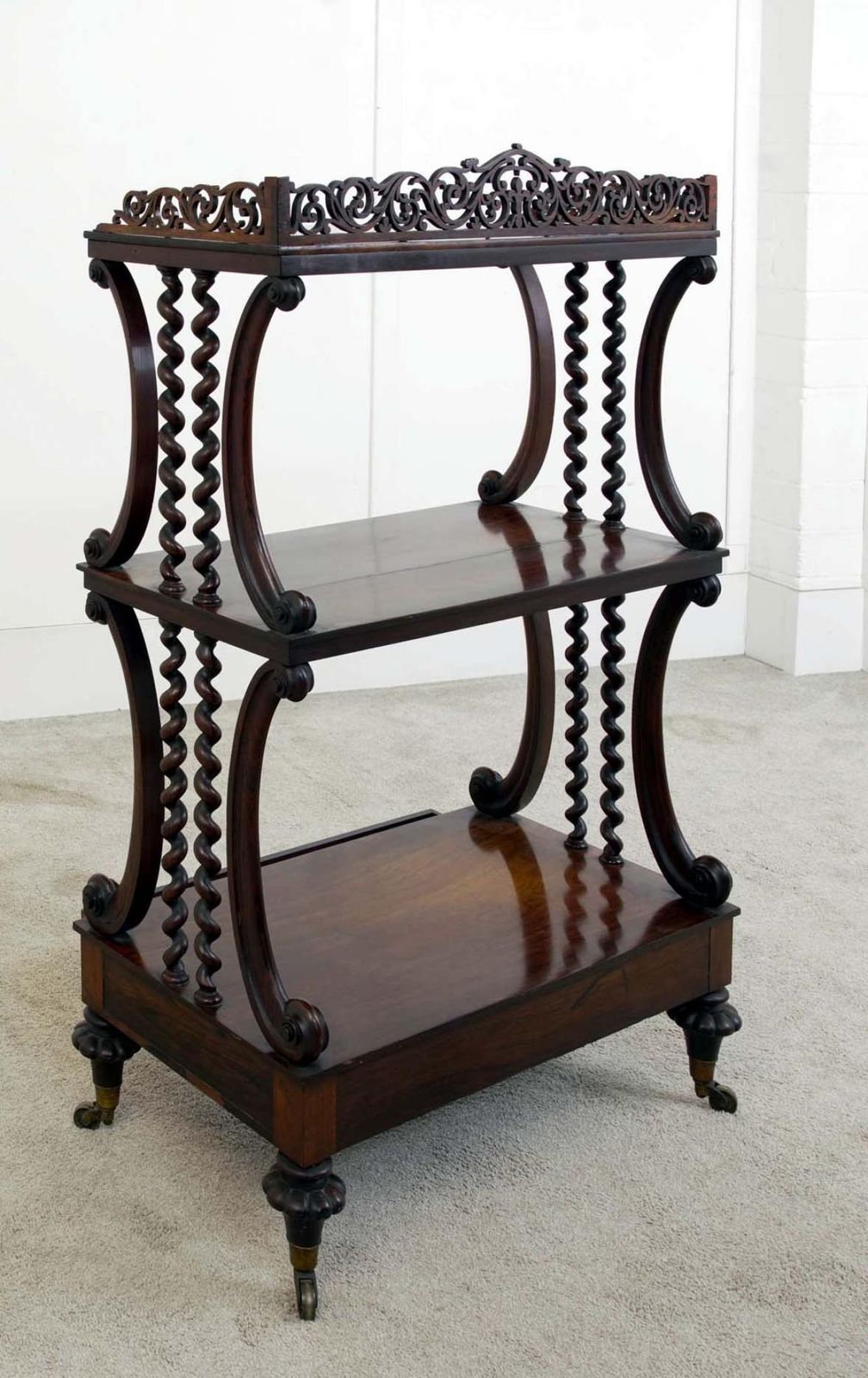 Victorian Whatnot Bookcase Mahogany Barley Twist Etagere 1880 photo 1400.0