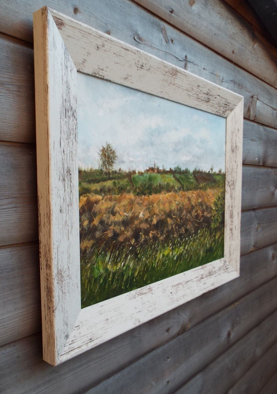 Late Summer Ploughed Landscape Farm Original Painting Signed Framed Andi Lucas photo Art
