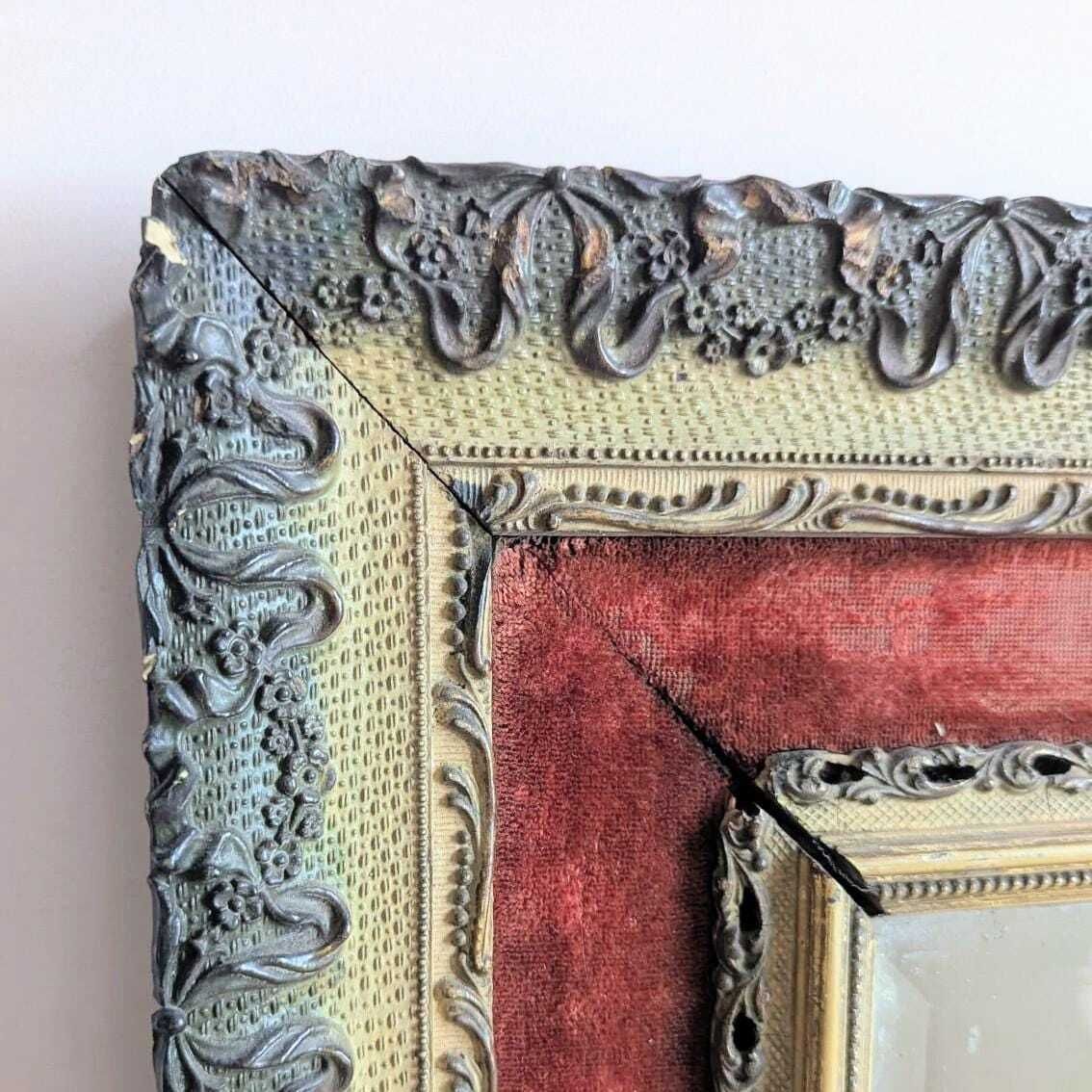 A Very Pretty Victorian Gilt And Red Velvet Framed Wall Mirror C1860 photo for sale