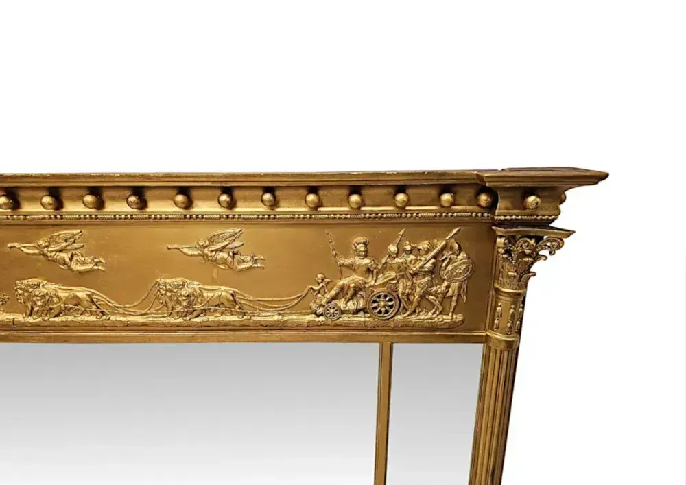 A Stunning 19th Century Giltwood Tryptych Glass Overmantel Mirror photo 3452.7618
