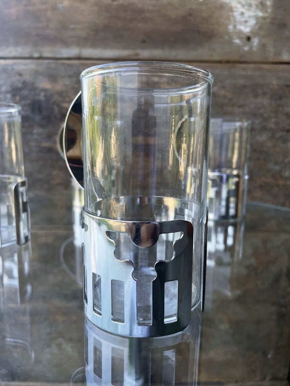 Set Of 4 Glass Cups Designed By George Sowden For Bodum 1980s photo for sale