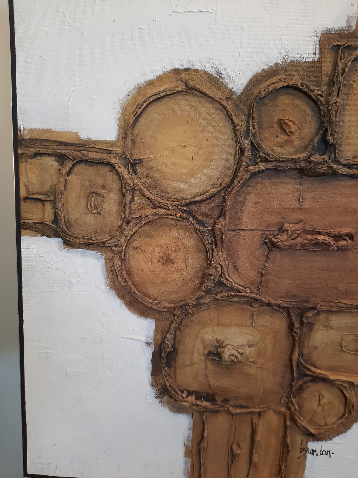 Abstract Oil On Board By Known Artist Brandon Cross   1970s photo buy