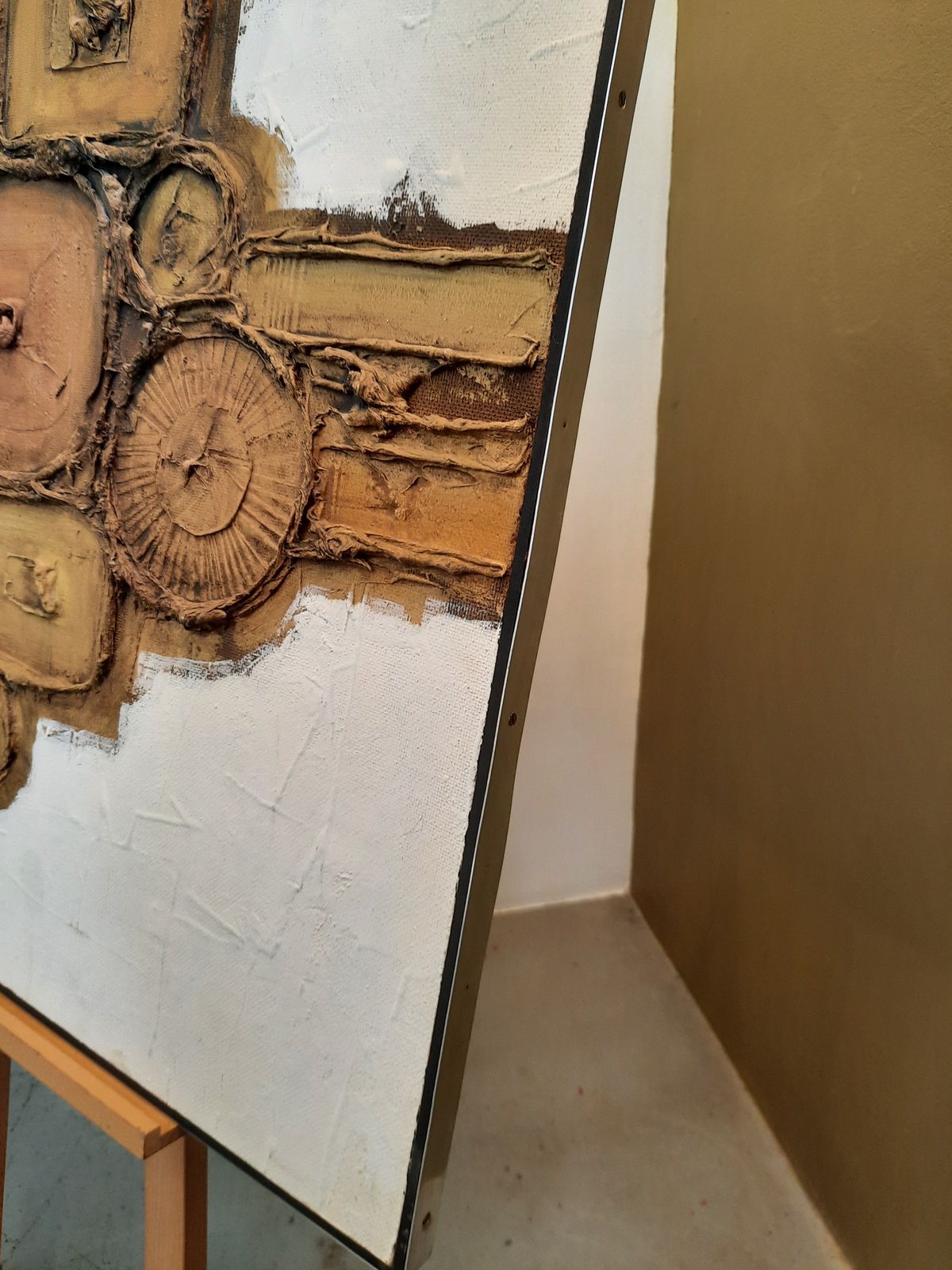 Art Abstract Oil On Board By Known Artist Brandon Cross   1970s photo