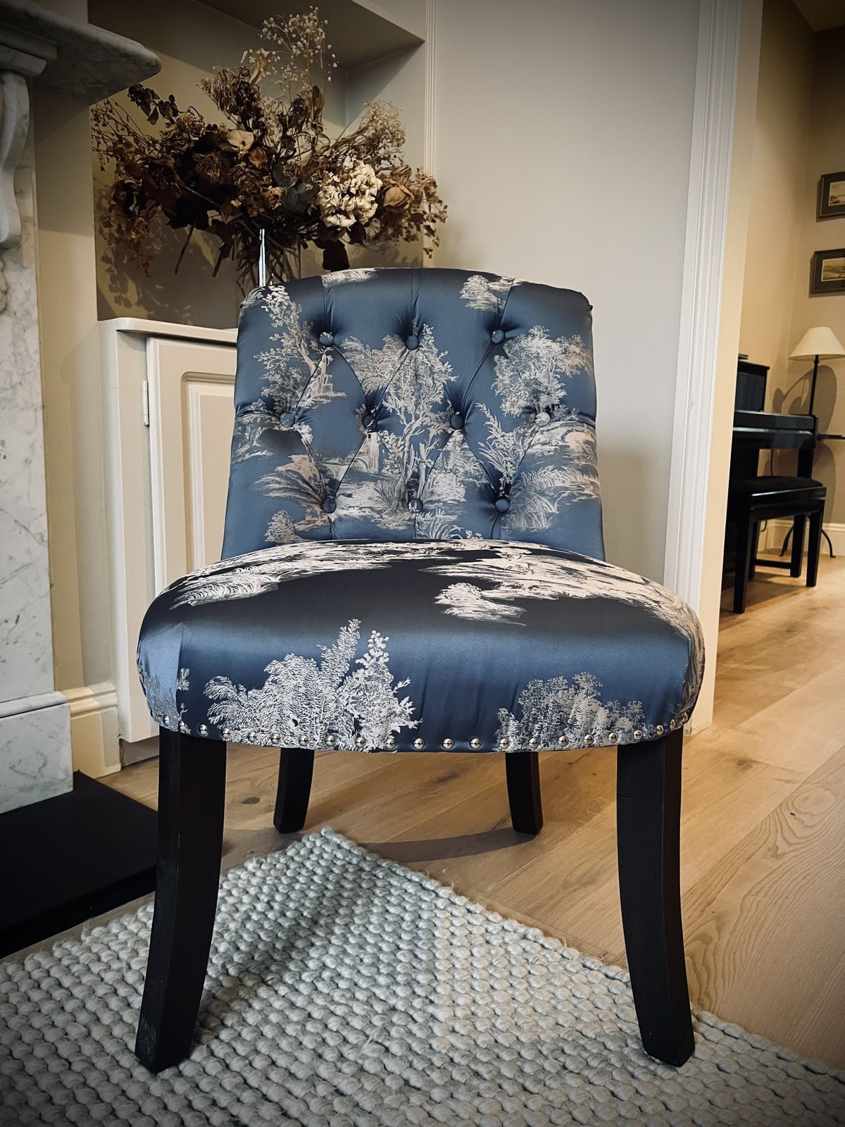 Original Valery Blue Toile Chair photo vintage