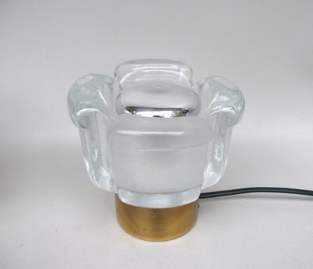 Small Glass Blossom Table Lamps From Limburg, 1970s, Set Of 2 photo vinterior