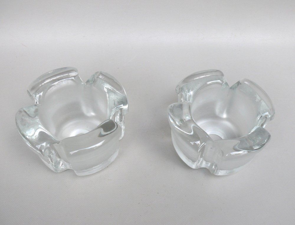 2977.0 Small Glass Blossom Table Lamps From Limburg, 1970s, Set Of 2 photo