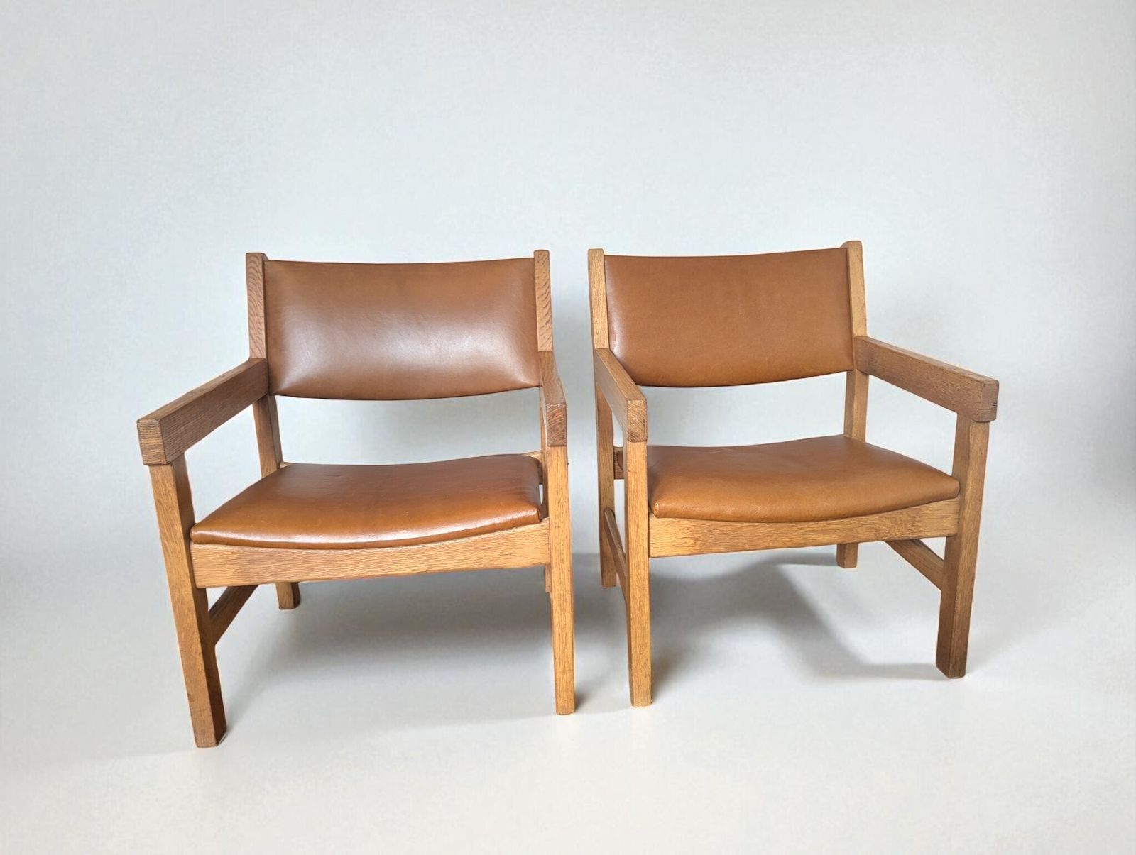 Set Of Mid Century Leather Armchairs By Hans J. Wegner For Getama photo furniture
