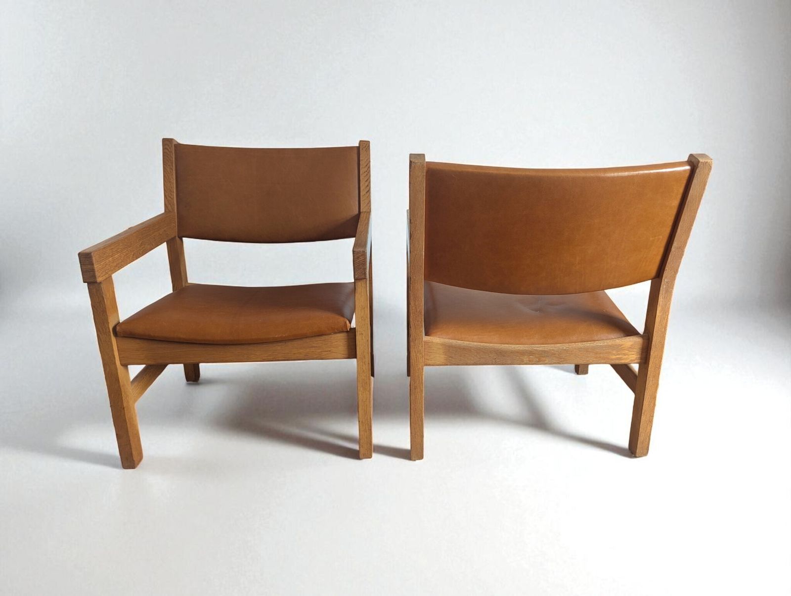 Set Of Mid Century Leather Armchairs By Hans J. Wegner For Getama photo for sale