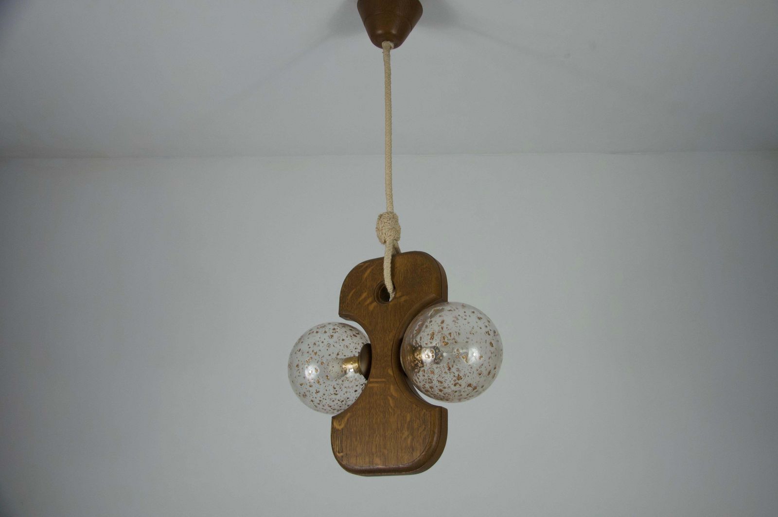 Midcentury Wooden And Glass Hanging Lamp By Temde, Circa 1960 photo furniture