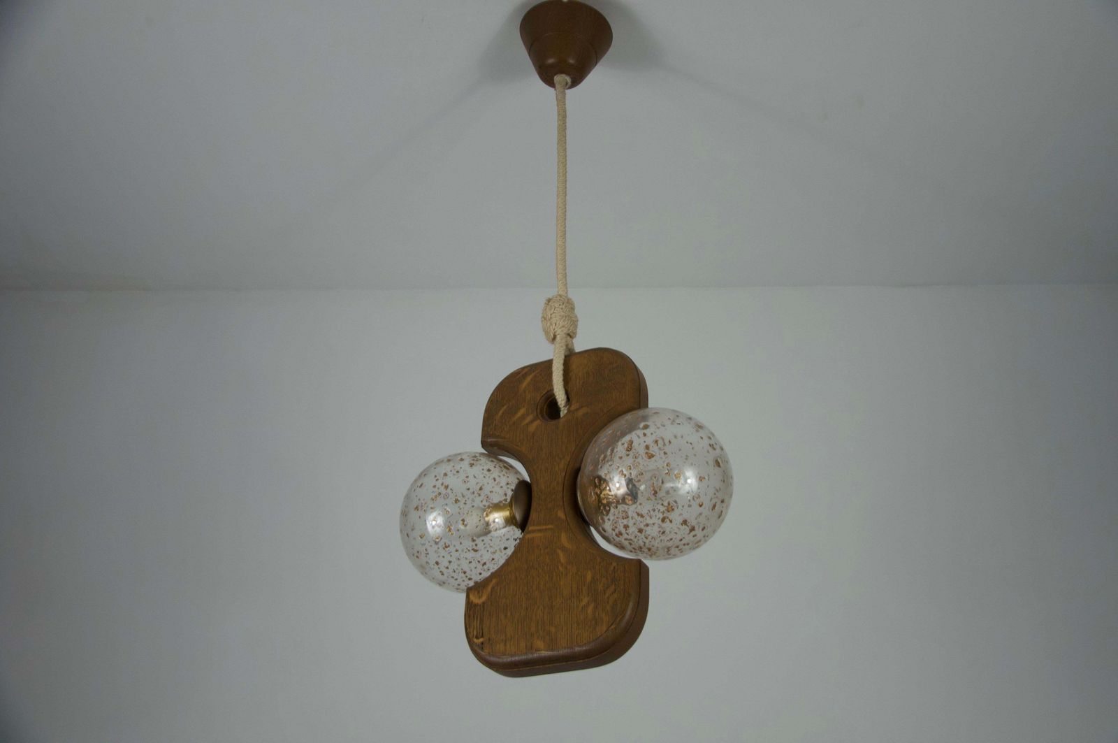 Midcentury Wooden And Glass Hanging Lamp By Temde, Circa 1960 photo 1502.0