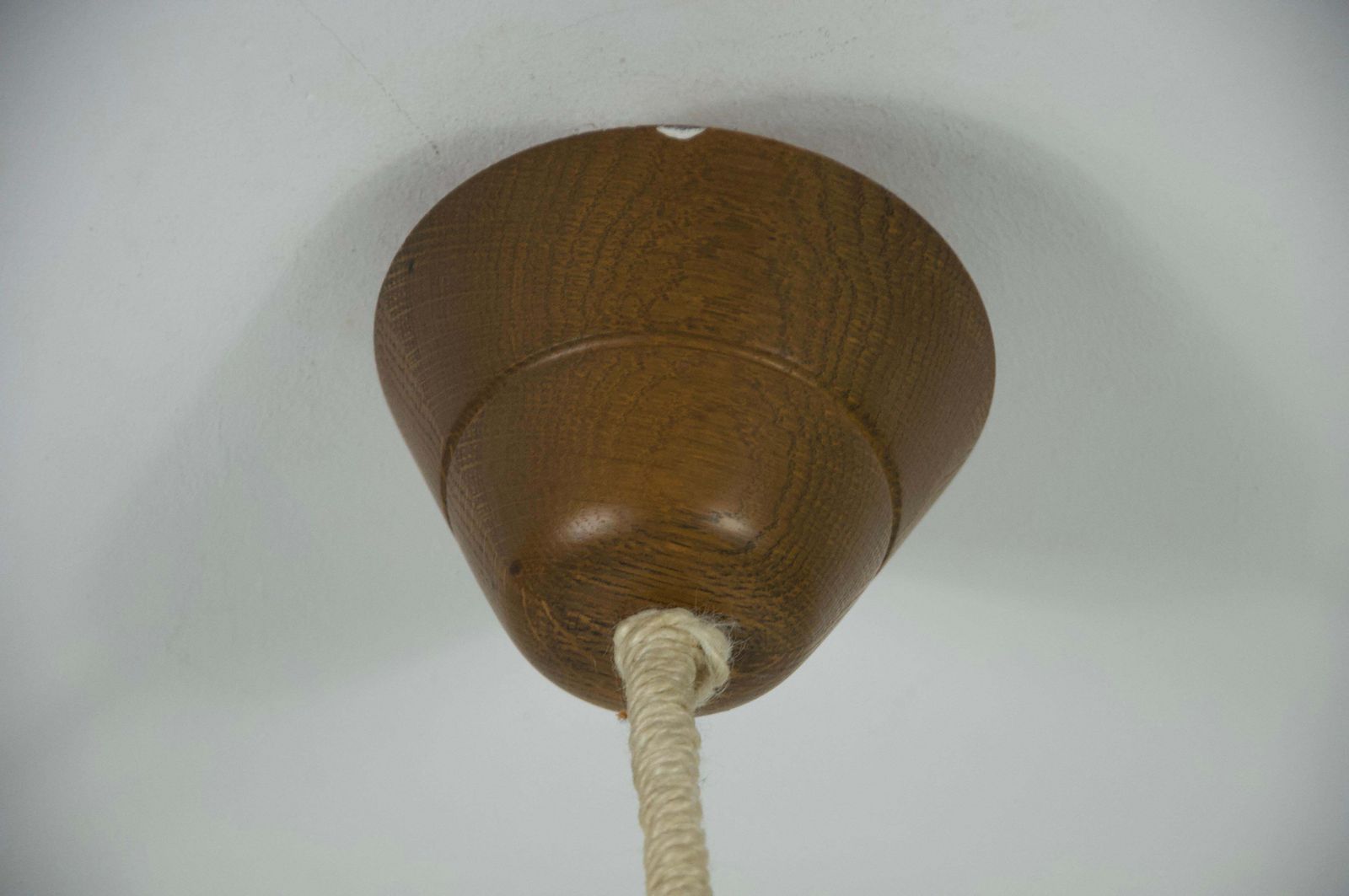 photo for sale Midcentury Wooden And Glass Hanging Lamp By Temde, Circa 1960