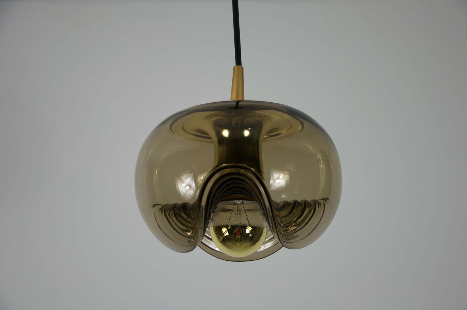 Amber Glass Pendant Lamp By Koch & Lowy For Peill And Putzler, 1960s photo vintage