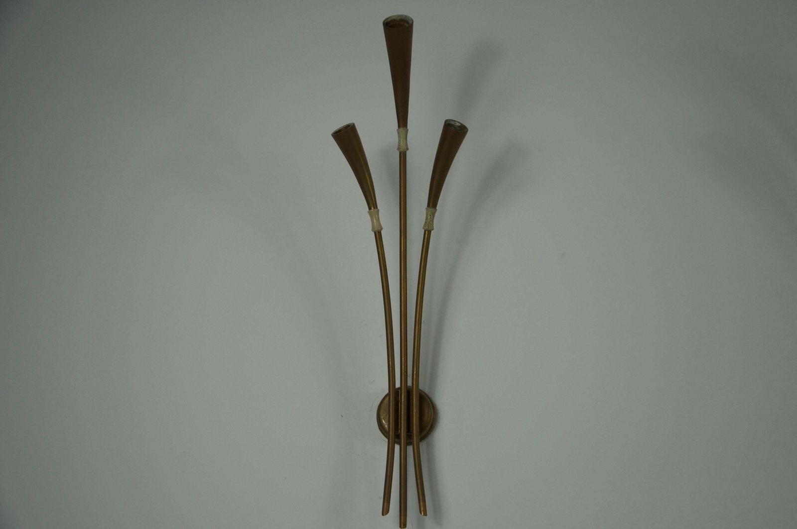 Pair Of Brass Wall Lamps By Oscar Torlasco, Italy, 1960s photo Lighting