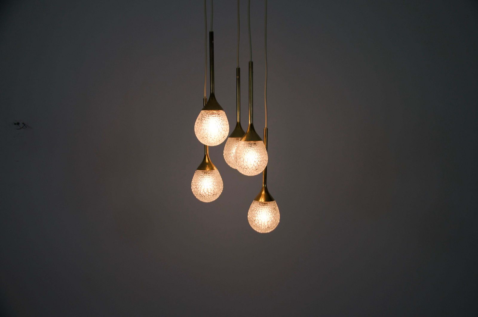 Mid Century Brass And Glass Cascade Pendant Lamp, Germany, 1960s photo 1252.0