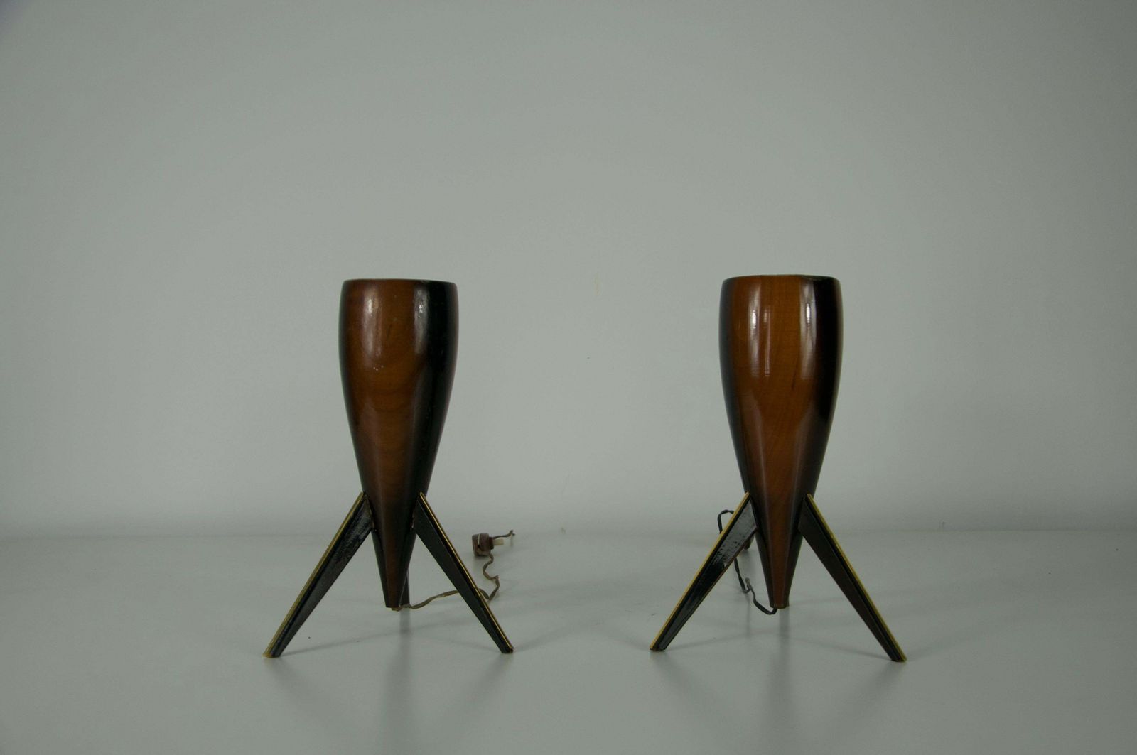 Pair Of Wooden Table Lamps, 1970s, Italy photo furniture