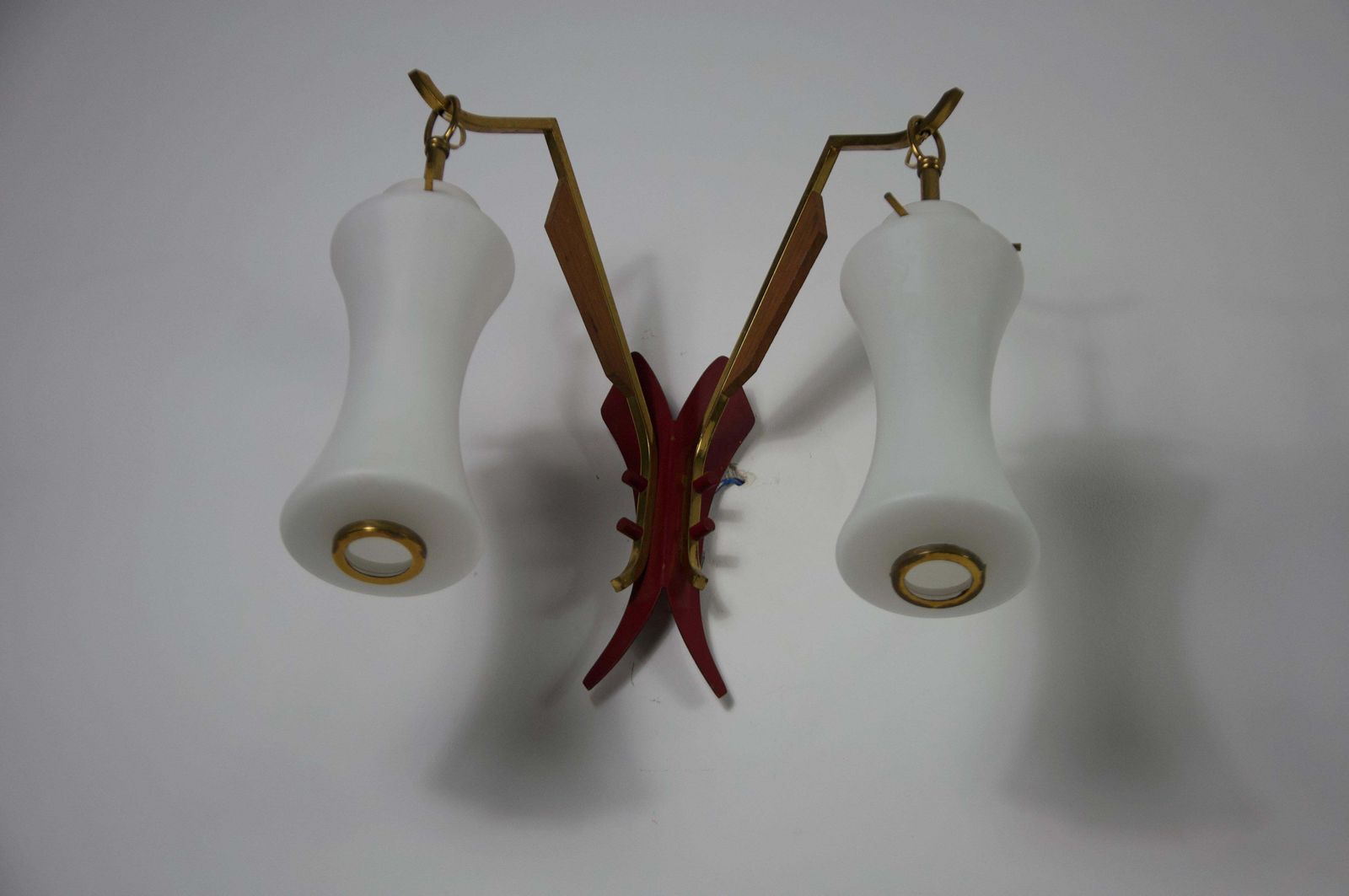 1684.0 Pair Of Brass And Opaline Wall Lamps By Stilnovo, Italy, 1960s photo