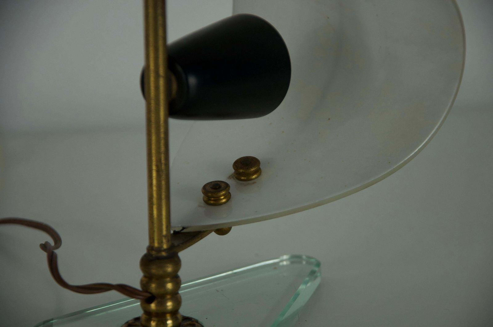 photo buy Pair Of Brass And Opaline "Sailboat" Table Lamps, Italy, 1950s