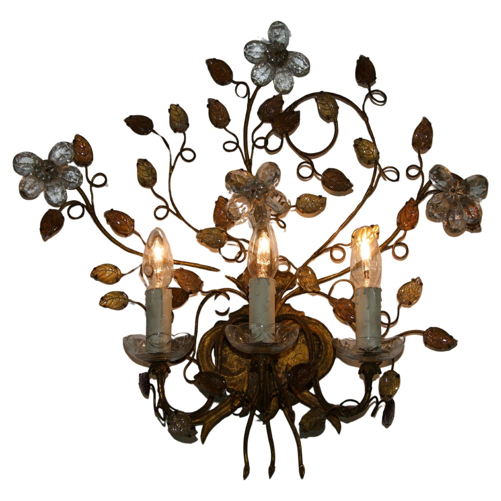 Florentine Flower Shape Wall Lamp By Banci Firenze, Italy, 1970s
