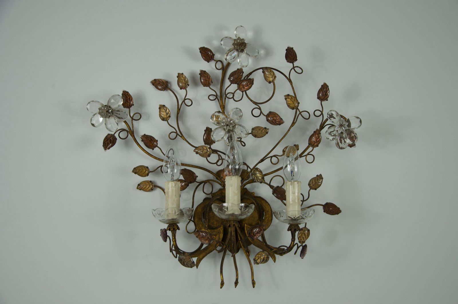 Florentine Flower Shape Wall Lamp By Banci Firenze, Italy, 1970s photo for sale